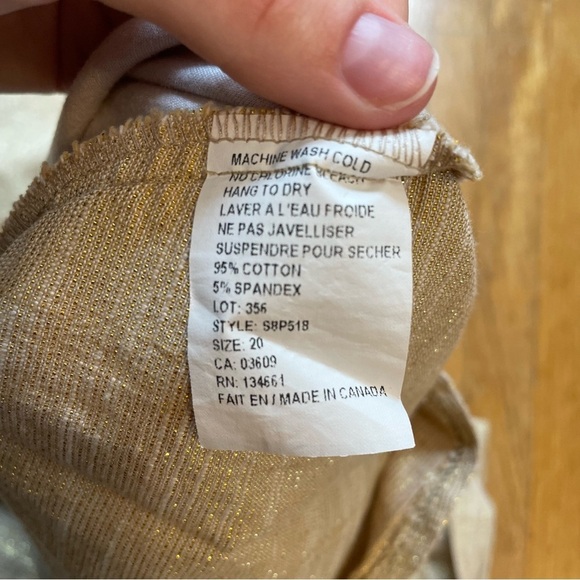 4/$25 Lola Girls Gold Three Quarter Sleeve Blouse Size XXL / 20 Made in Canada - Picture 4 of 5